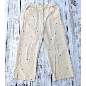 RARE LL Bean Women's Adirondack Chair Embroidered Chino Khaki Pant Sz 10